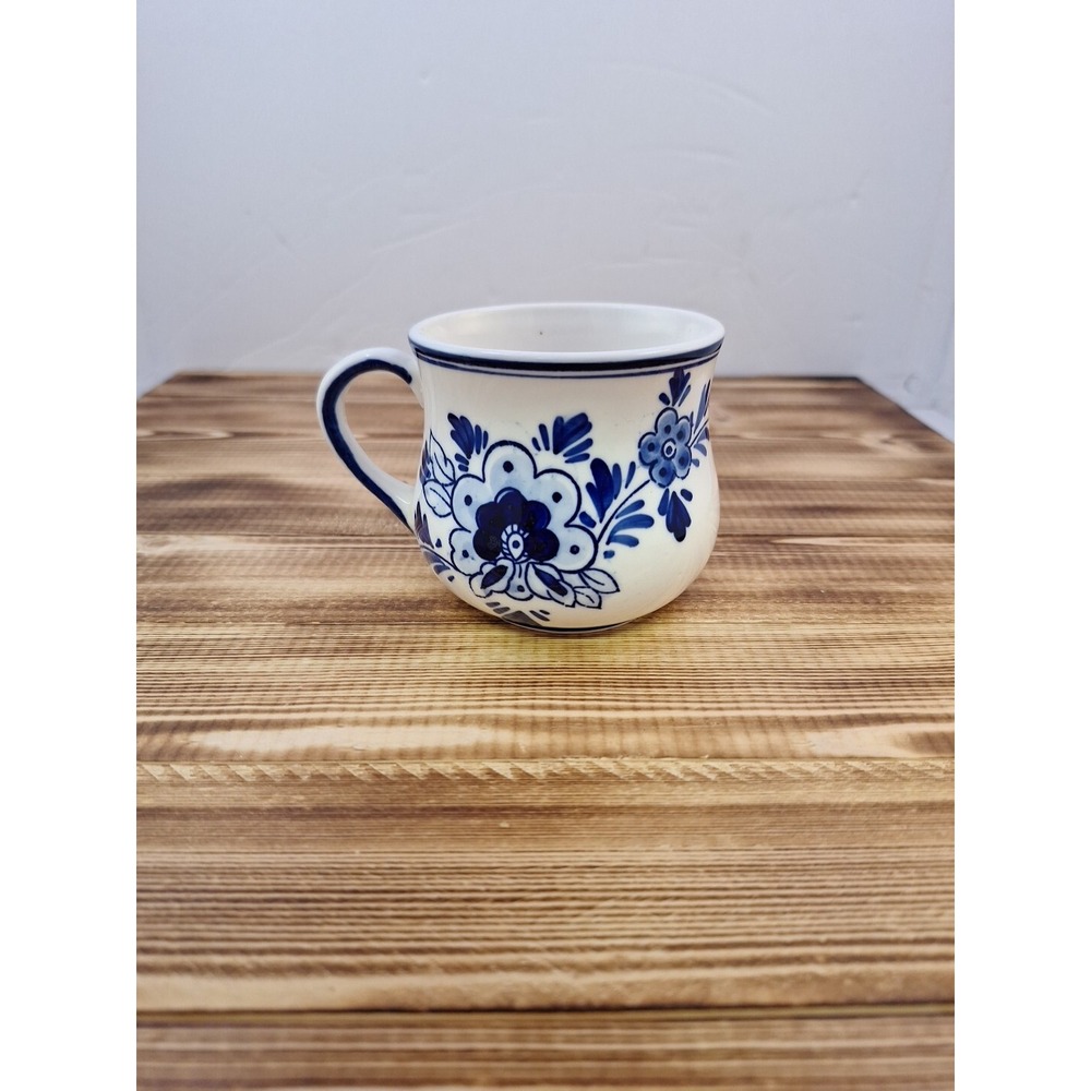 Delft Blue Windmill and Flower Coffee Mug Hand Painted Ceramic‎